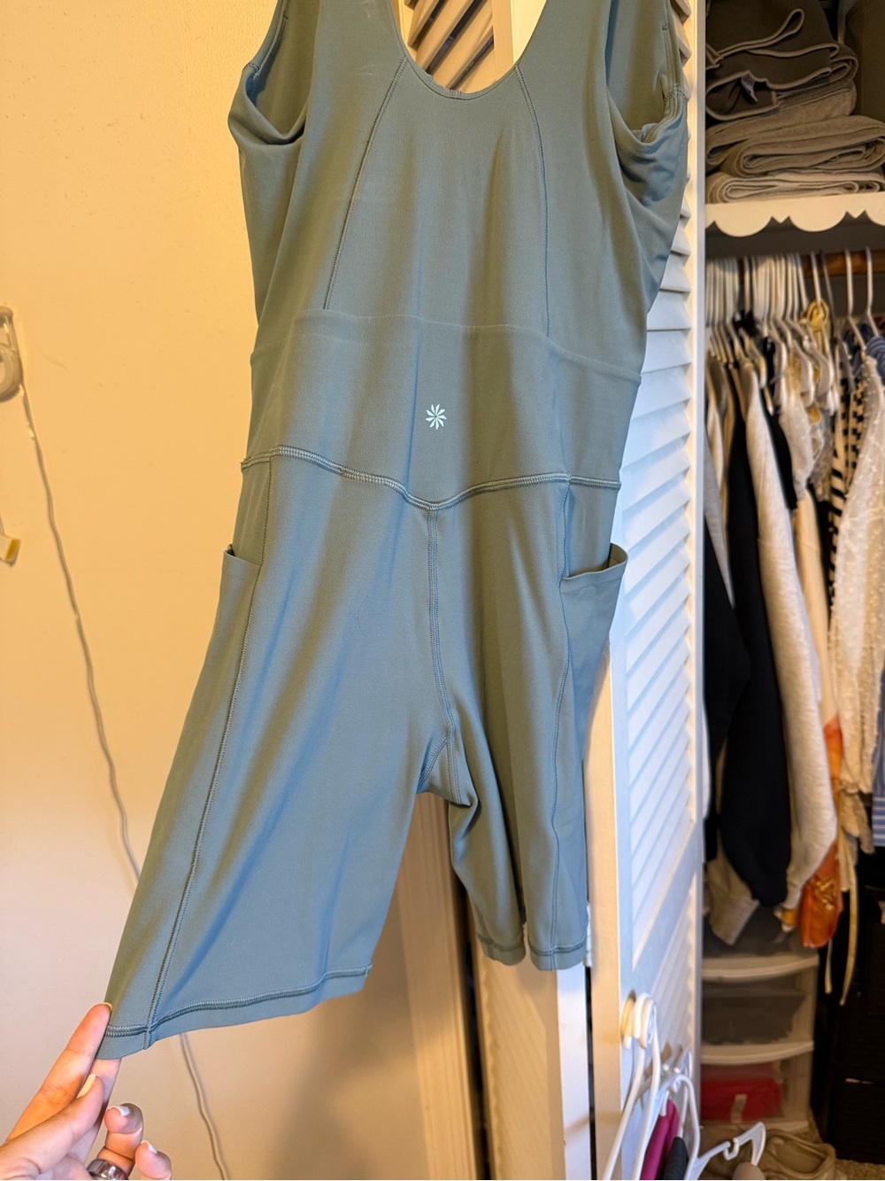 Womenβs dusty blue Active Romper with Pockets